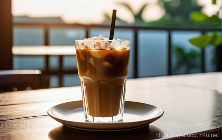 베트남식 커피 만들기 - **Prompt:** A high-angle, detailed shot of a traditional Vietnamese 'phin' coffee filter slowly drip... 베트남식 커피 만들기 - **Prompt:** A high-angle, detailed shot of a traditional Vietnamese 'phin' coffee filter slowly drip...